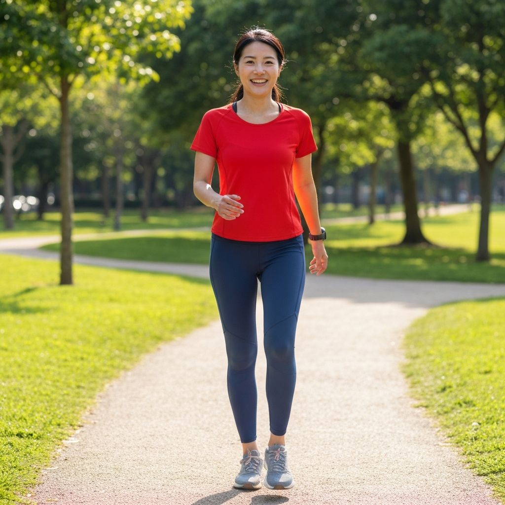 Nainen liikkuu luonnossa